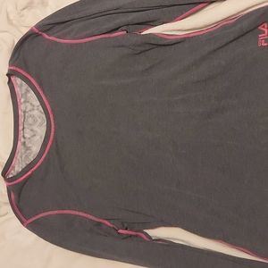 Grey and Pink Fila Long Sleeve WithThumb Holes